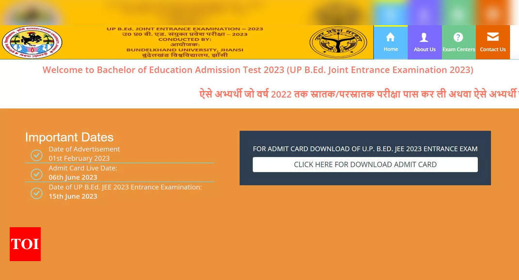 UP BEd JEE Admit Card released on bujhansi ac