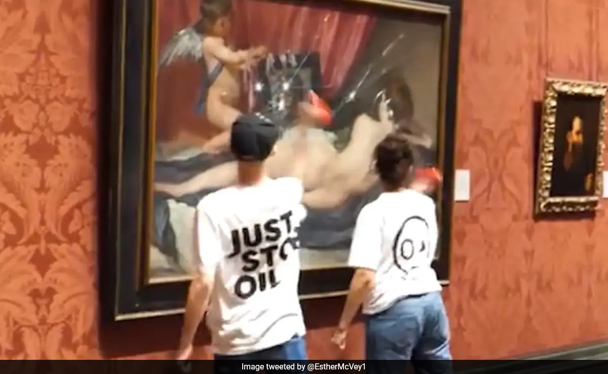 Just Stop Oil Protesters Damage Glass Cover Of Year Old Painting In UK