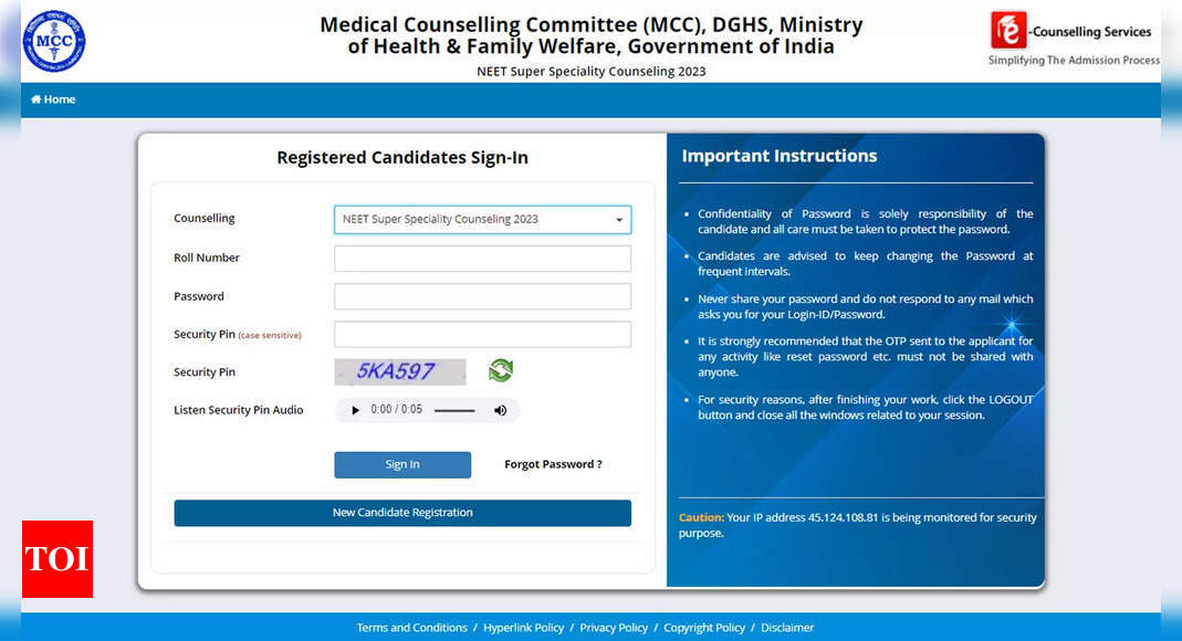 NEET SS Counselling: Round choice filling closes on Nov at mcc nic