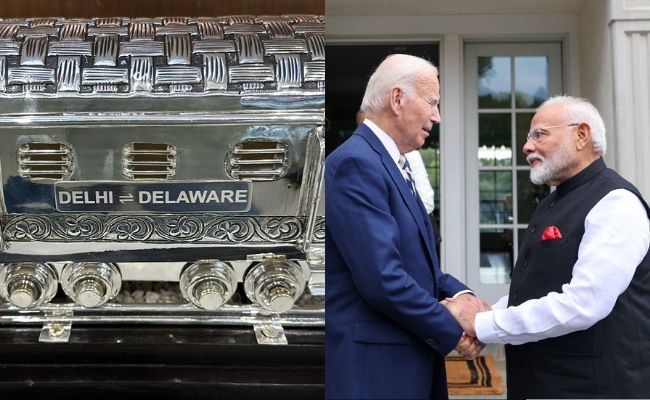 PM Gifts Biden A Silver Hand Engraved Train Model, Jill A Pashmina Shawl