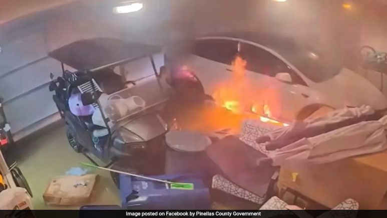 Tesla Catches Fire Inside Florida Garage Flooded From Hurricane Helene