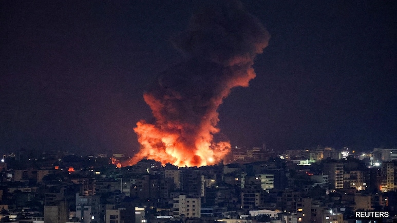 Massive Israeli Strikes Hit South Beirut, Sparking Flashes Seen