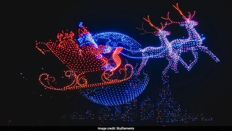 Watch: Gigantic Santa Claus Made Using , Drones Dazzles Social Media