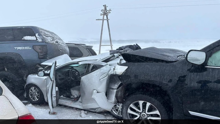 Pile Up Crash Involving Vehicles In Kazakhstan Due To Snow Storm