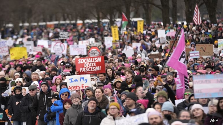Thousands Protest Against Donald Trump Ahead Of Inaugural Ceremony