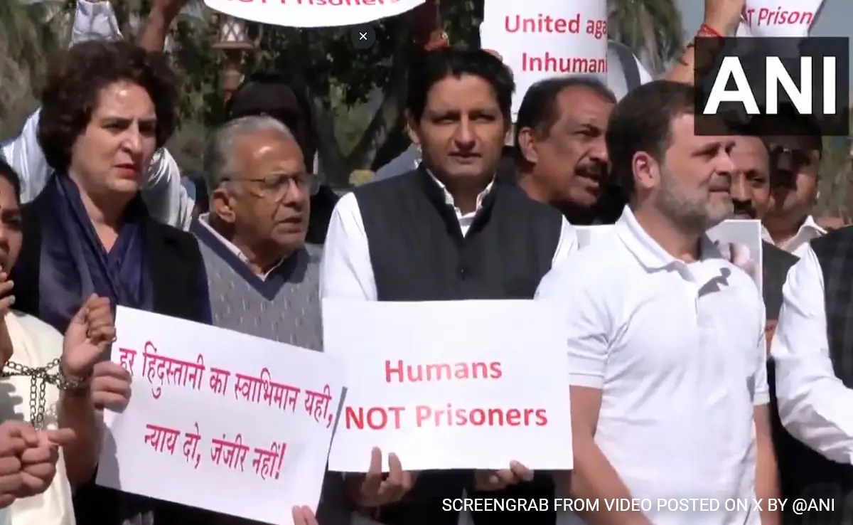 "Inhuman": Opposition's Shackles And Chain Protest Of US' Deportation Flights