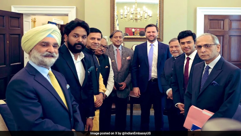 Shashi Tharoor Led All Party Delegation Meets US Vice President JD Vance
